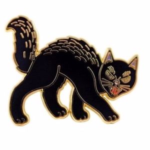 Angry Black Cat Enamel Pin